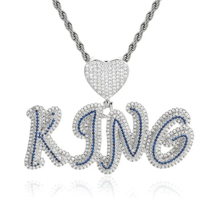 Creative Heart Lock and Calligraphy Letter Pendant Necklace with Micro-Pave Zircon for Men | Caratix Jewelry - CaratixJewelry