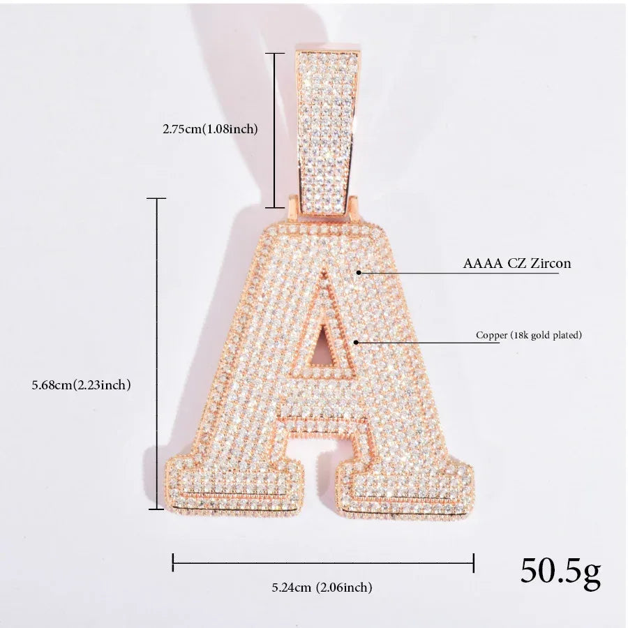 Iced Out Letter & Number Pendant | CZ Hip Hop Bling Jewelry Necklace - CaratixJewelry
