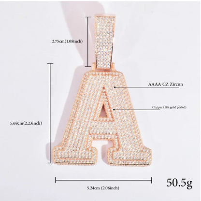 Iced Out Letter & Number Pendant | CZ Hip Hop Bling Jewelry Necklace - CaratixJewelry