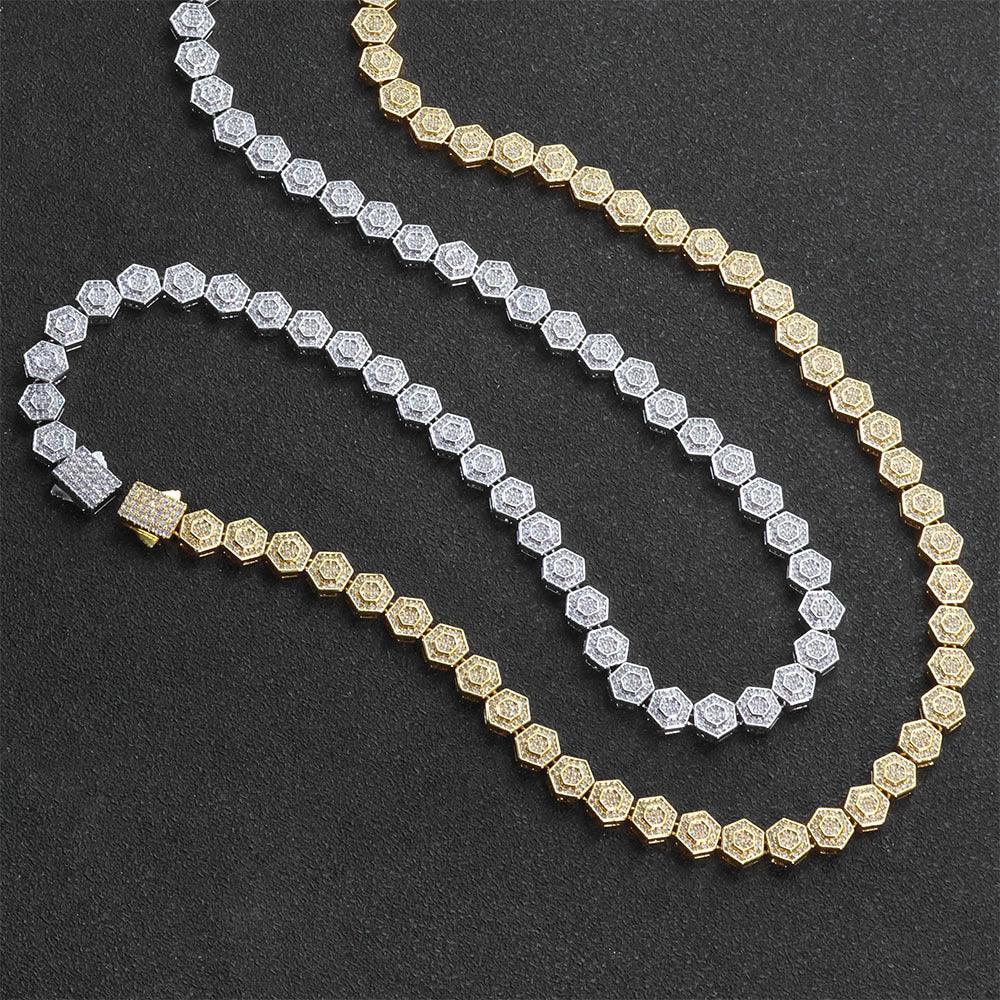 Custom 8.5mm Hexagon Geometric Baguette Chain | Unique Gold Chain for Rapper | Caratix - CaratixJewelry
