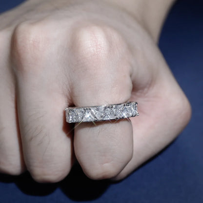Men's Iced Out Triangle Motif Ring | Trillion Cut Zirconia Band | Caratix
