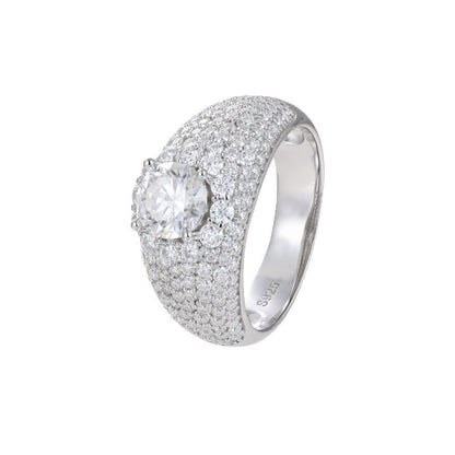 Moissanite Starburst Ring S925 Silver Hip Hop Band | Caratix