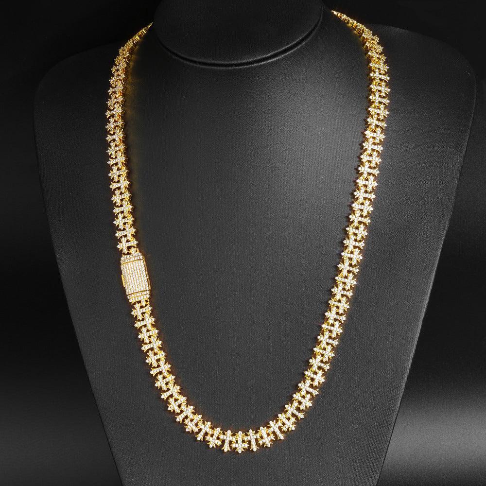 Cross Zircon Necklace with Maple Leaf Chain and Flip Clasp for Women | Caratix Jewelry - CaratixJewelry