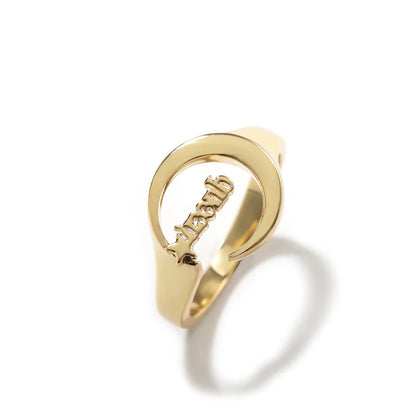 Custom Star & Moon Ring | Minimalist Personalized Initial Band | Caratix