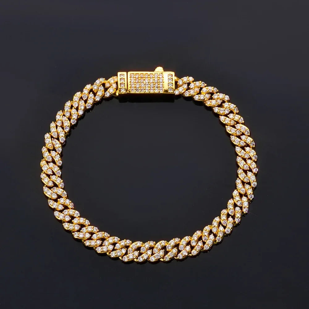 Custom 6mm Single-Row Iced Cuban Bracelet | Rapper Iced Out Chain - CaratixJewelry