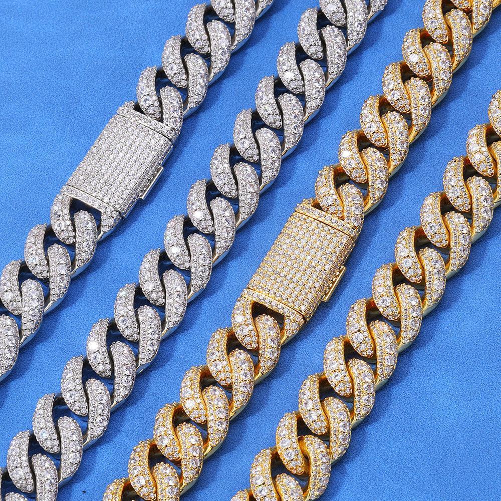 Custom Iced-Out Bubble Cuban Chain Necklace with Zircon Stones - CaratixJewelry