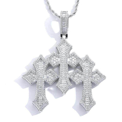 S925 Silver Moissanite Cross Pendant Necklace for Men | Caratix Jewelry - CaratixJewelry