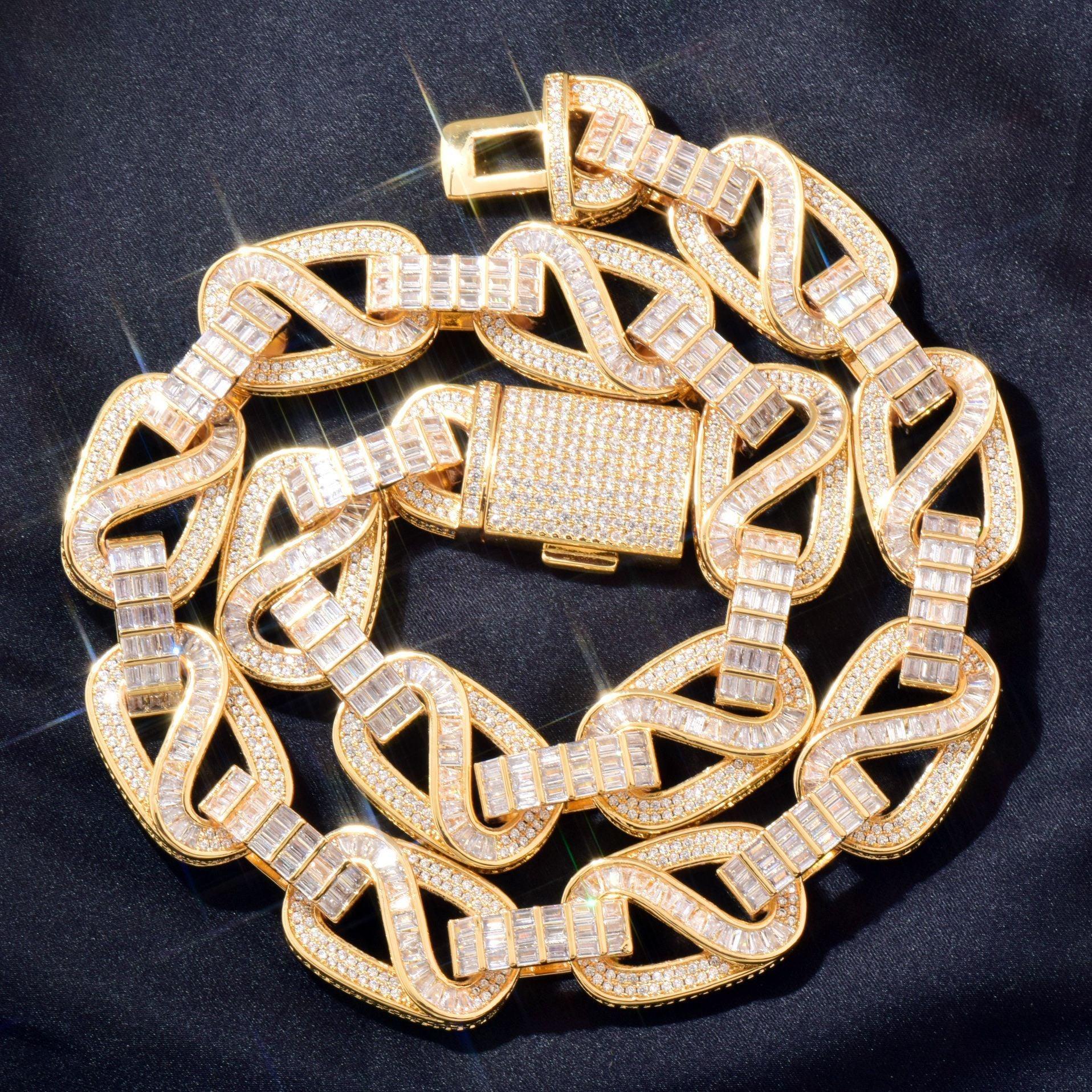 18mm Iced Out T-Shape Mixed Zircon Cuban Chain Necklace - CaratixJewelry