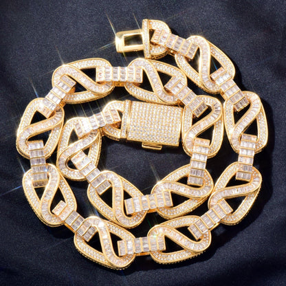 18mm Iced Out T-Shape Mixed Zircon Cuban Chain Necklace - CaratixJewelry