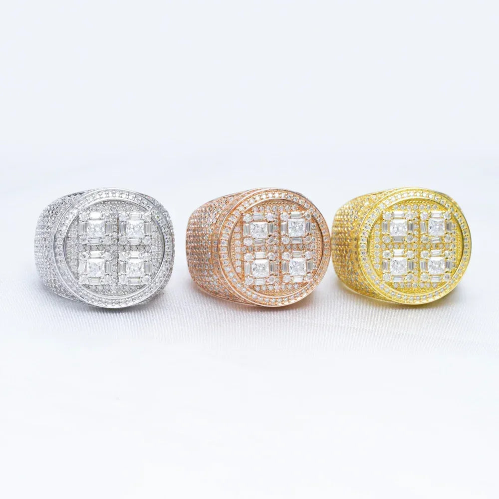 D-Color Moissanite Hip Hop Ring | S925 Silver Unisex Iced Out Fashion Jewelry - CaratixJewelry