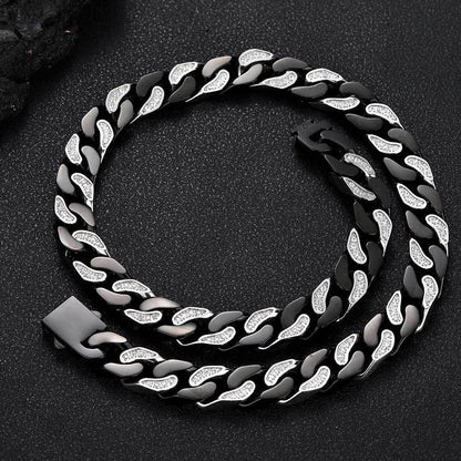 12mm Stainless Steel Iced Out Cuban Chain Zircon Necklace for Men | Caratix Jewelry - CaratixJewelry