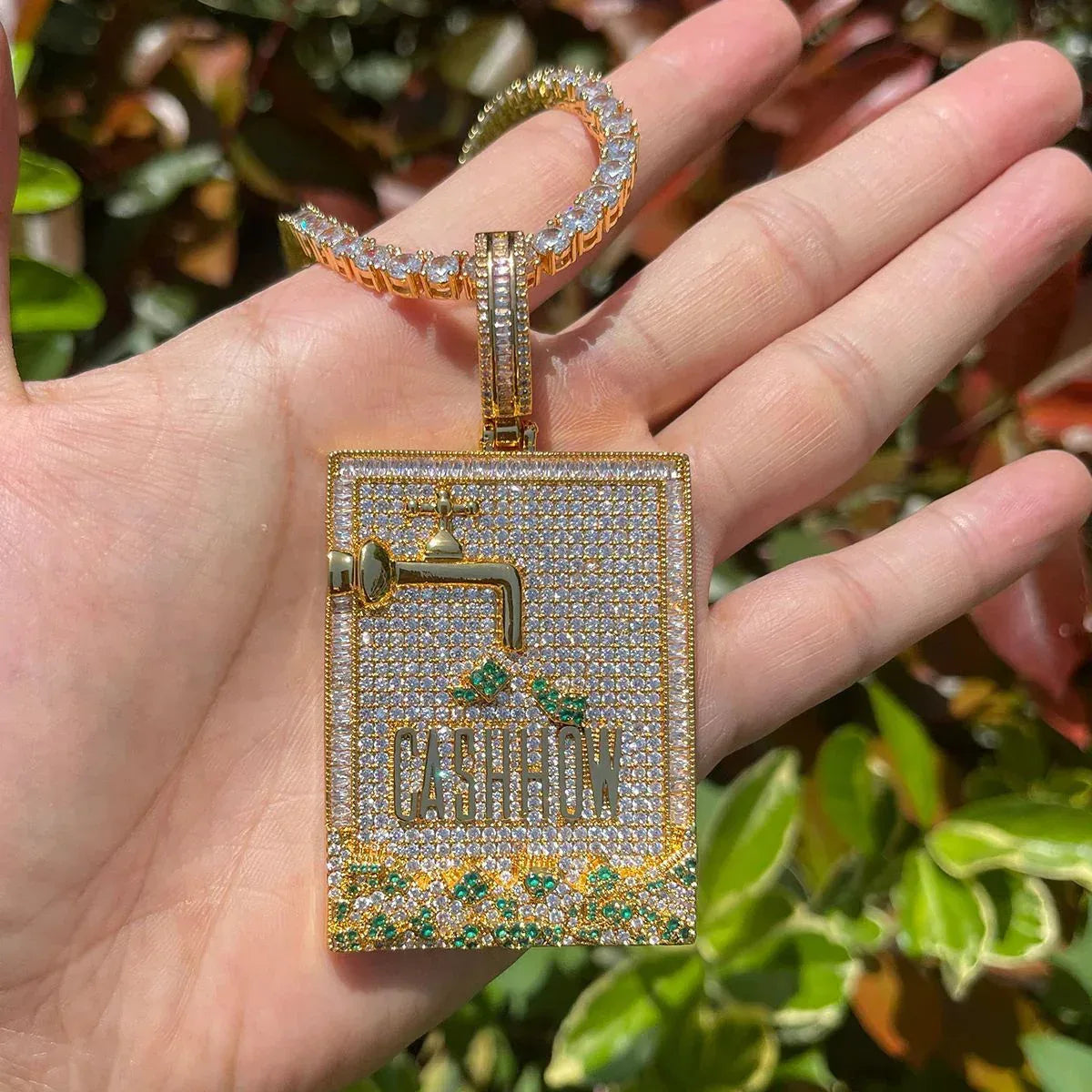 Iced Out "Cash Claw" Pendant | Men's Real Copper CZ Money Grabber Necklace - CaratixJewelry
