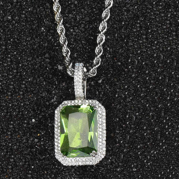 Custom Colored Gemstone Pendant Necklace with Zircon Stones for Men and Women | Caratix Jewelry - CaratixJewelry