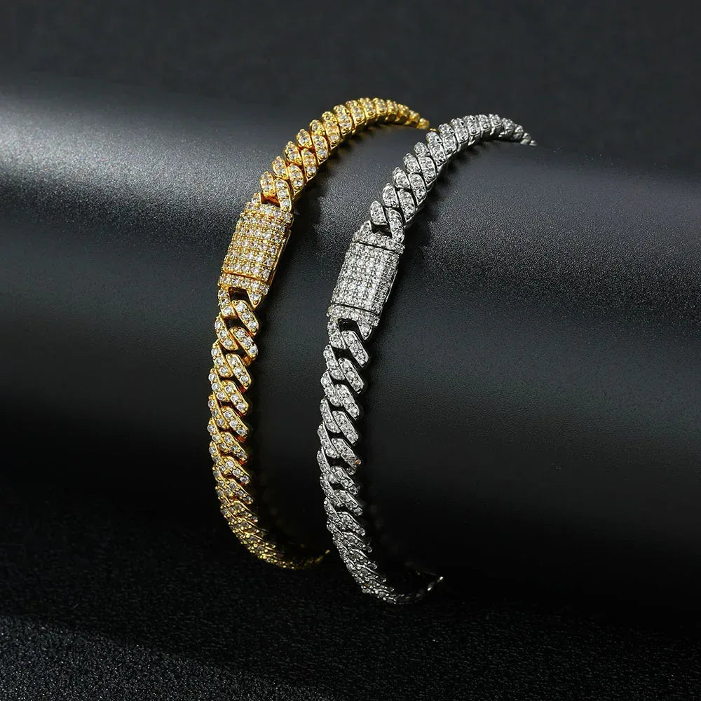 6mm Single Row Zircon Cuban Link Bracelet Luxury Hip Hop Jewelry - CaratixJewelry