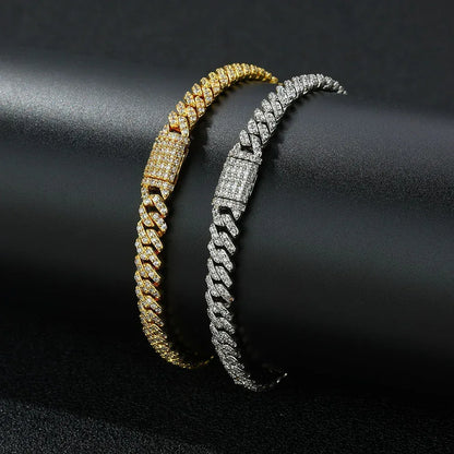 6mm Single Row Zircon Cuban Link Bracelet Luxury Hip Hop Jewelry - CaratixJewelry