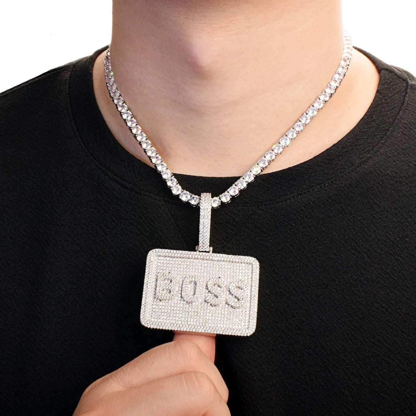 Iced Out Block Letter Pendant | DIY CZ Name Necklace Hip Hop Fashion Jewelry - CaratixJewelry