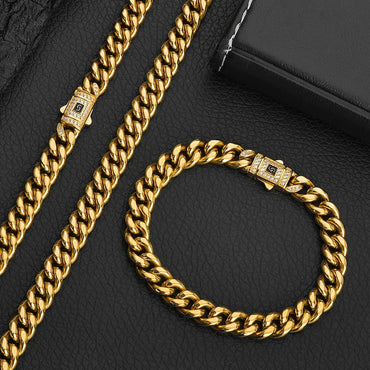 Clasp Cuban Link Bracelet with Polished Stainless Steel - CaratixJewelry