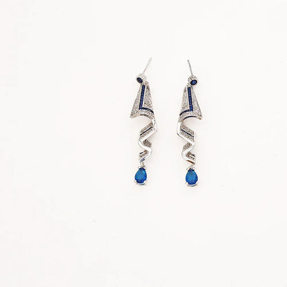 Elegant Satin Texture Zircon Long Earrings - Luxury Dangle