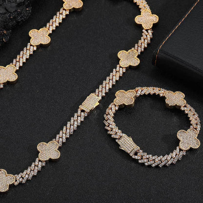 Shape Cuban Chain Zircon Necklace with Spring Clasp for Men | Caratix Jewelry - CaratixJewelry