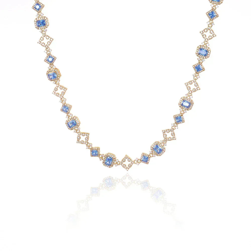 11mm Geometric Blue Zircon Hip Hop Jewelry Necklace for Men | Caratix Jewelry - CaratixJewelry