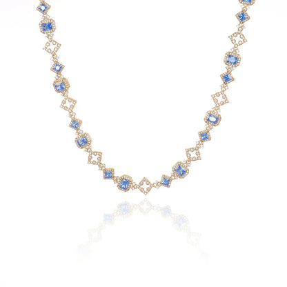11mm Geometric Blue Zircon Hip Hop Jewelry Necklace for Men | Caratix Jewelry - CaratixJewelry
