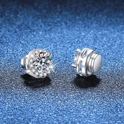 Moissanite Bezel Magnetic Earrings - 925 Sterling Silver | Caratix