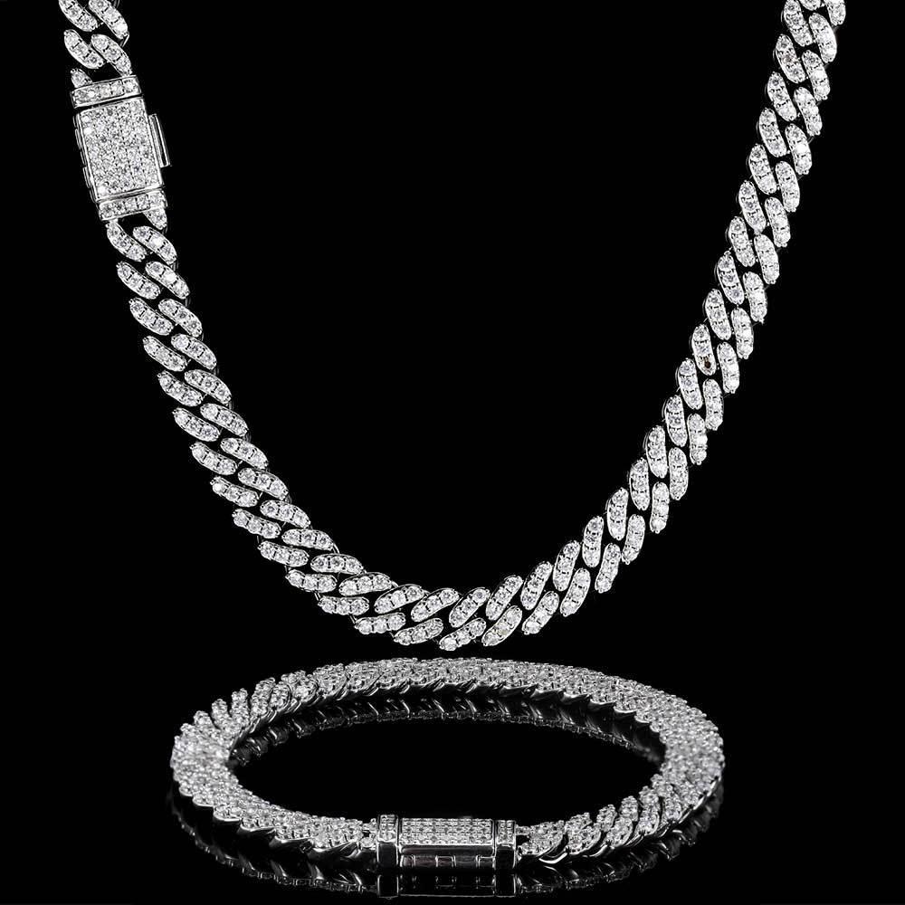 8mm Iced Out Cuban Chain Necklace Single Row Zircon - CaratixJewelry