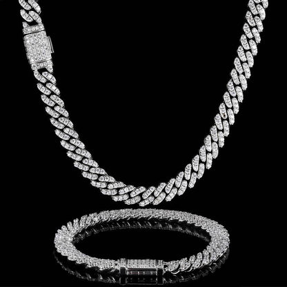 8mm Iced Out Cuban Chain Necklace Single Row Zircon - CaratixJewelry
