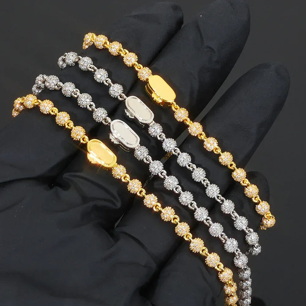 Custom 4mm Fully Iced-Out Round Bead Bracelet | Versatile Rapper Iced Out Chain | Caratix - CaratixJewelry