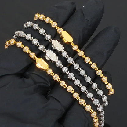 Custom 4mm Fully Iced-Out Round Bead Bracelet | Versatile Rapper Iced Out Chain | Caratix - CaratixJewelry