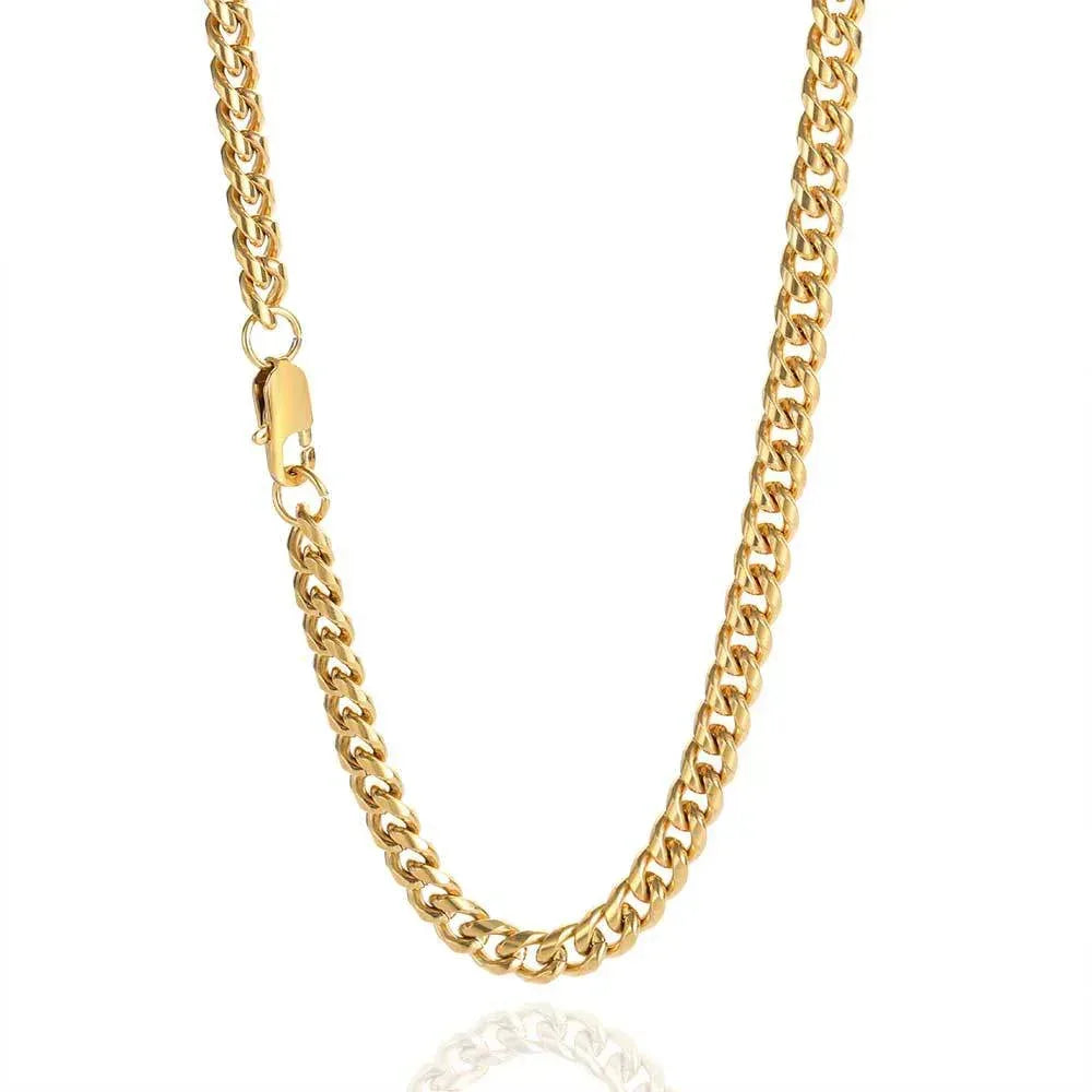 Cuban Chain Necklace with Day Clasp and 18K Gold Plating for Men | Titanium Steel and Stainless Steel | Caratix Jewelry - CaratixJewelry