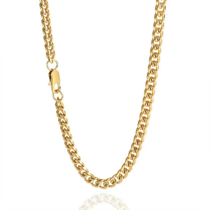 Cuban Chain Necklace with Day Clasp and 18K Gold Plating for Men | Titanium Steel and Stainless Steel | Caratix Jewelry - CaratixJewelry