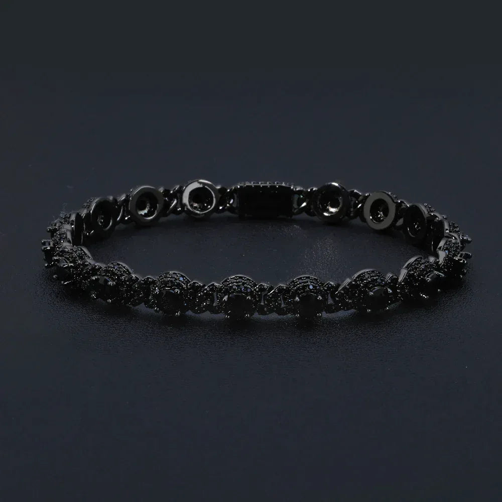 7.5mm Bead Cuban Bracelet Zircon Gold Chain Rapper Style for Men | Caratix Jewelry - CaratixJewelry