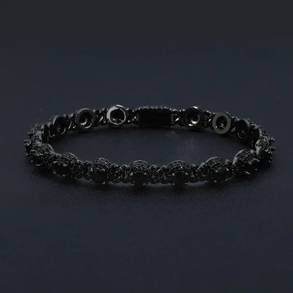 7.5mm Bead Cuban Bracelet Zircon Gold Chain Rapper Style for Men | Caratix Jewelry - CaratixJewelry