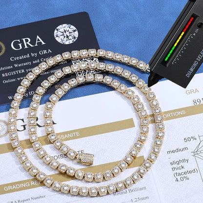 5mm Single-Row Moissanite Candy Chain for Men – S925 Sterling Silver Custom Luxury Hip Hop Necklace - CaratixJewelry