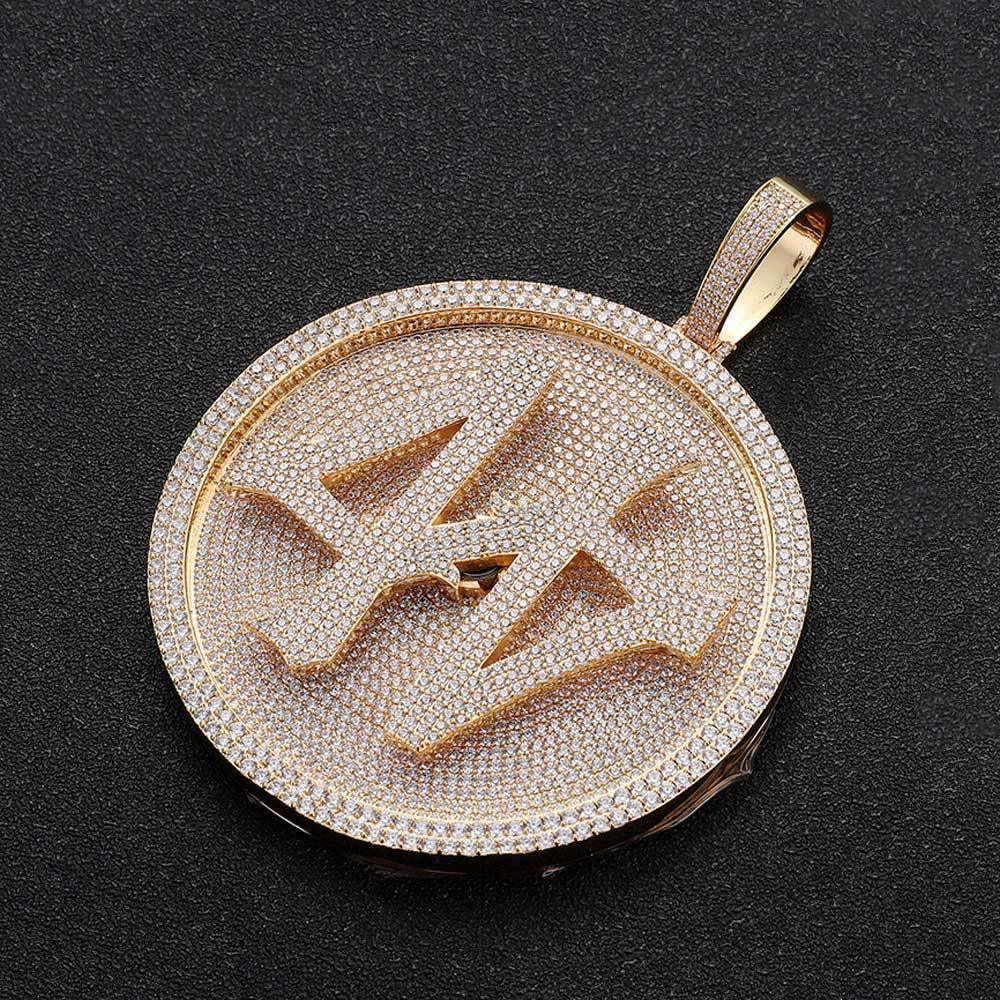 Custom Rotating Letter Pendant Necklace with Micro-Pave Zircon Stones for Men | Caratix Jewelry - CaratixJewelry