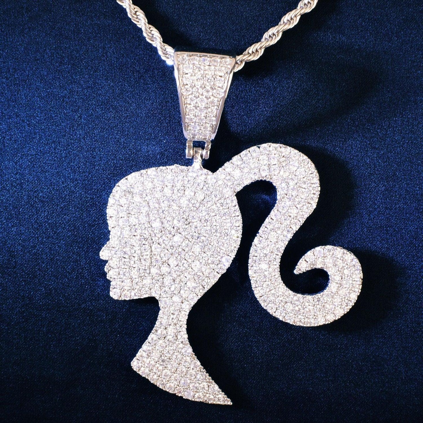 Barbie Pendant Necklace | CZ Iced Out Hip Hop Trendy Unisex Jewelry - CaratixJewelry