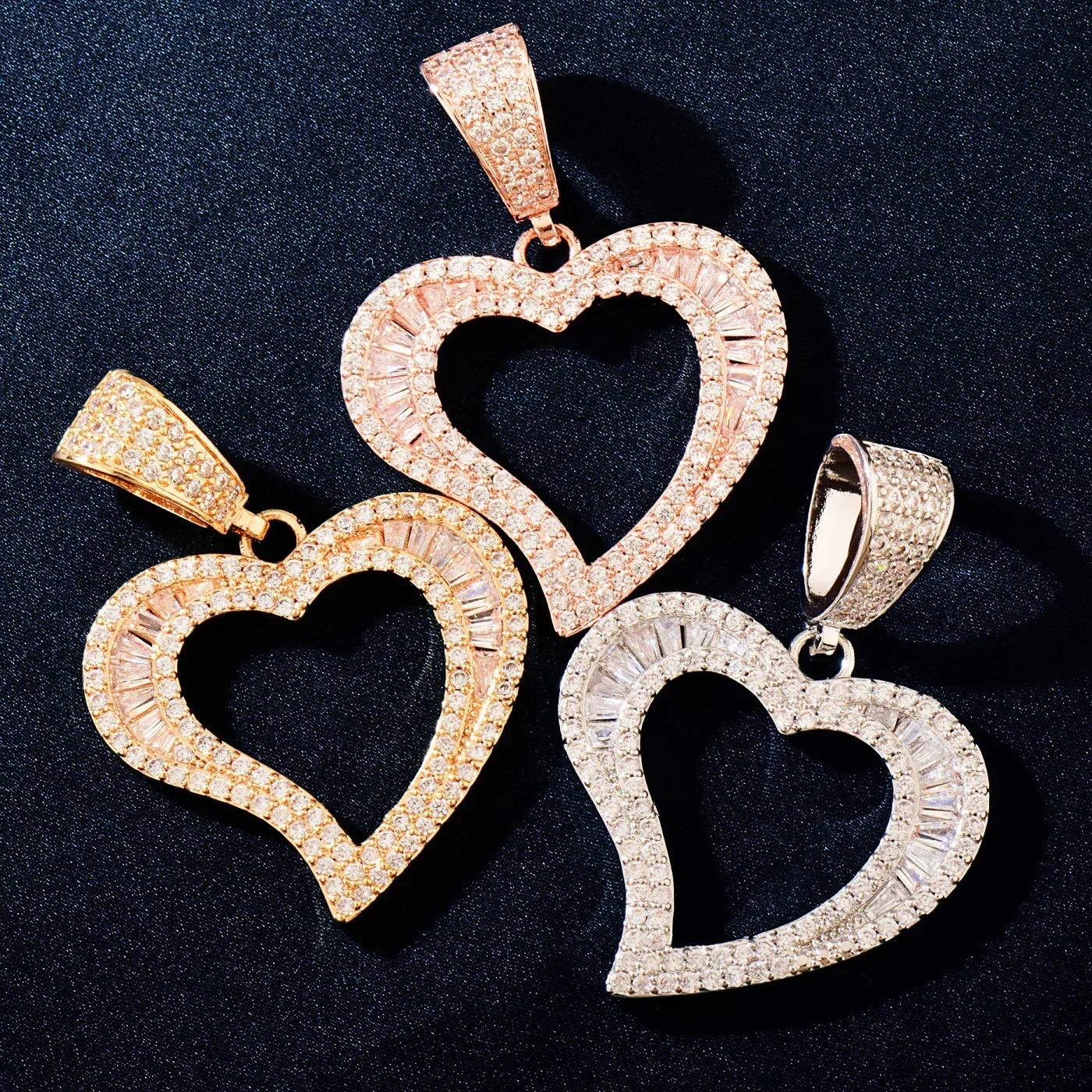 Hollow Heart Pendant Necklace | CZ Hip Hop Minimalist Fashion Jewelry - CaratixJewelry