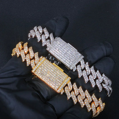 Custom 15mm Iced Out Thorn Cuban Bracelet | Barbed Wire Hip Hop - CaratixJewelry