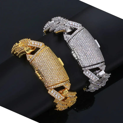 Custom 20mm Triple-Row Rhombus Cuban Chain - CaratixJewelry