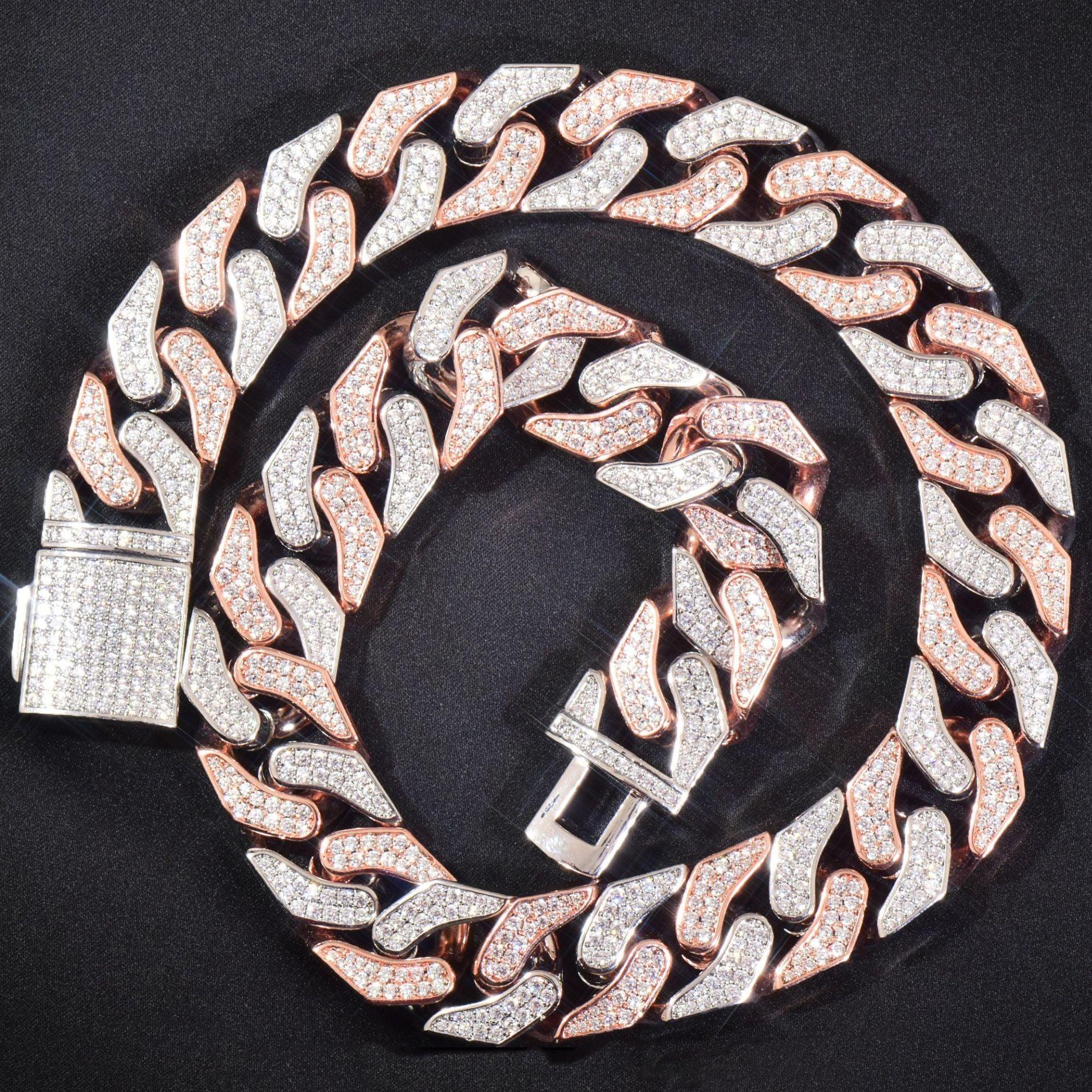 16mm Curved Cuban Chain Necklace with Zircon - CaratixJewelry