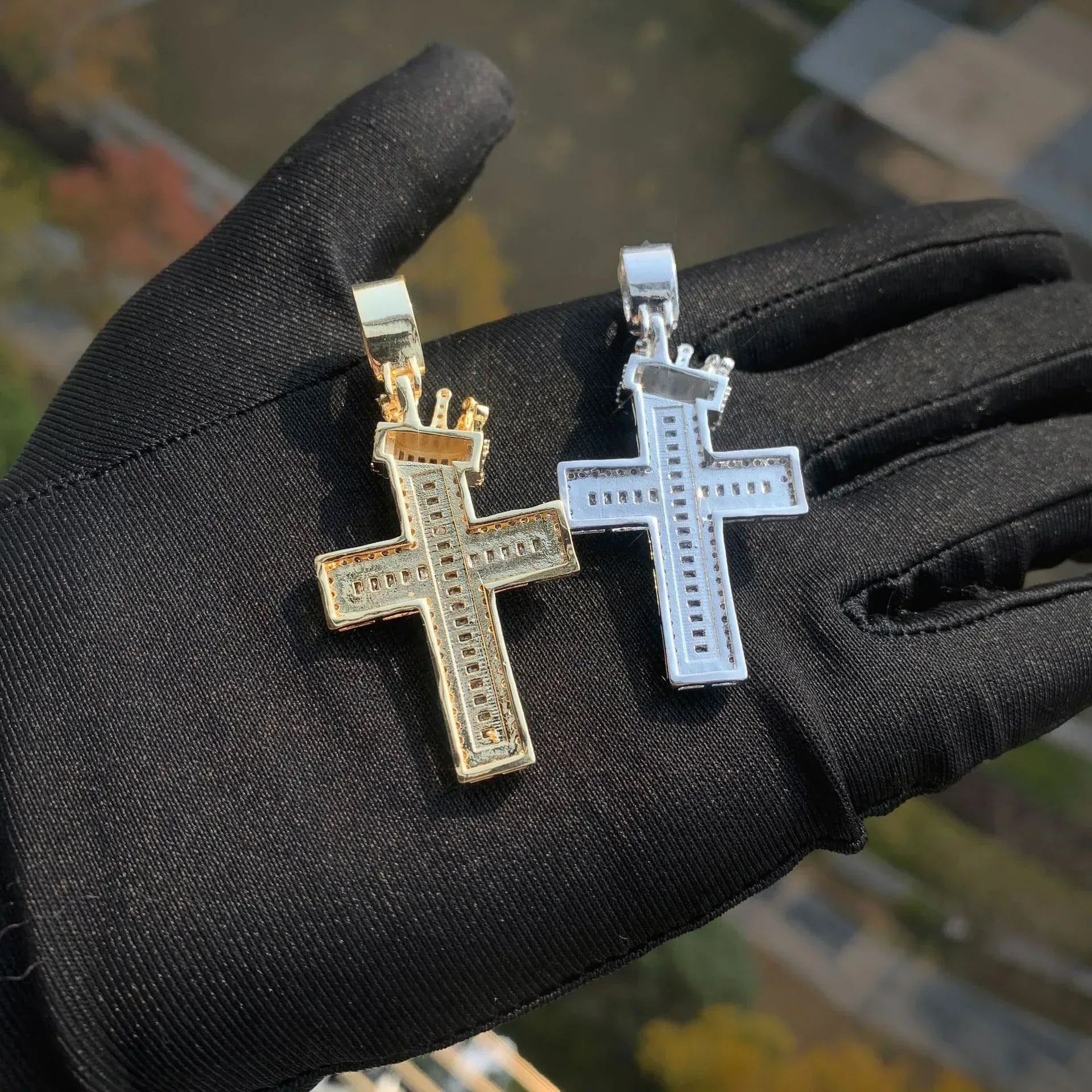 Crown Cross Pendant Necklace | CZ Iced Out Hip Hop Punk Men’s - CaratixJewelry