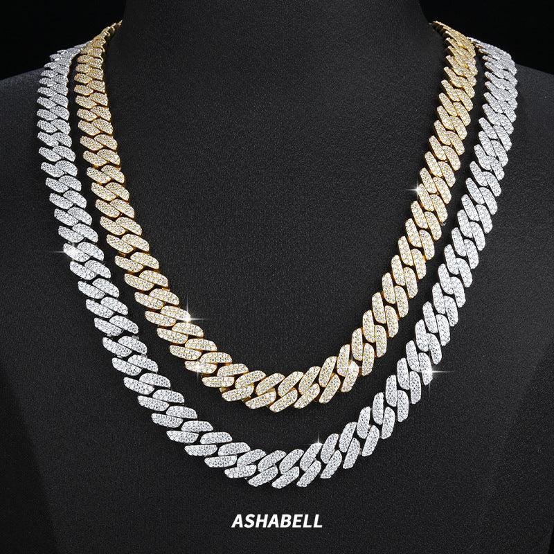 8mm / 10mm Double-Row Moissanite Cuban Link Bracelet/Necklace – S925 Sterling Silver -Cut Iced-Out Hip Hop Streetwear Jewelry - CaratixJewelry