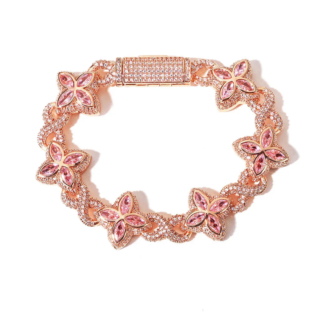 8mm S925 Sterling Silver Moissanite Infinity 8 Cuban Bracelet | VVS Moissanite Clover Link | Luxury Gold Chain Rapper Style | Caratix - CaratixJewelry