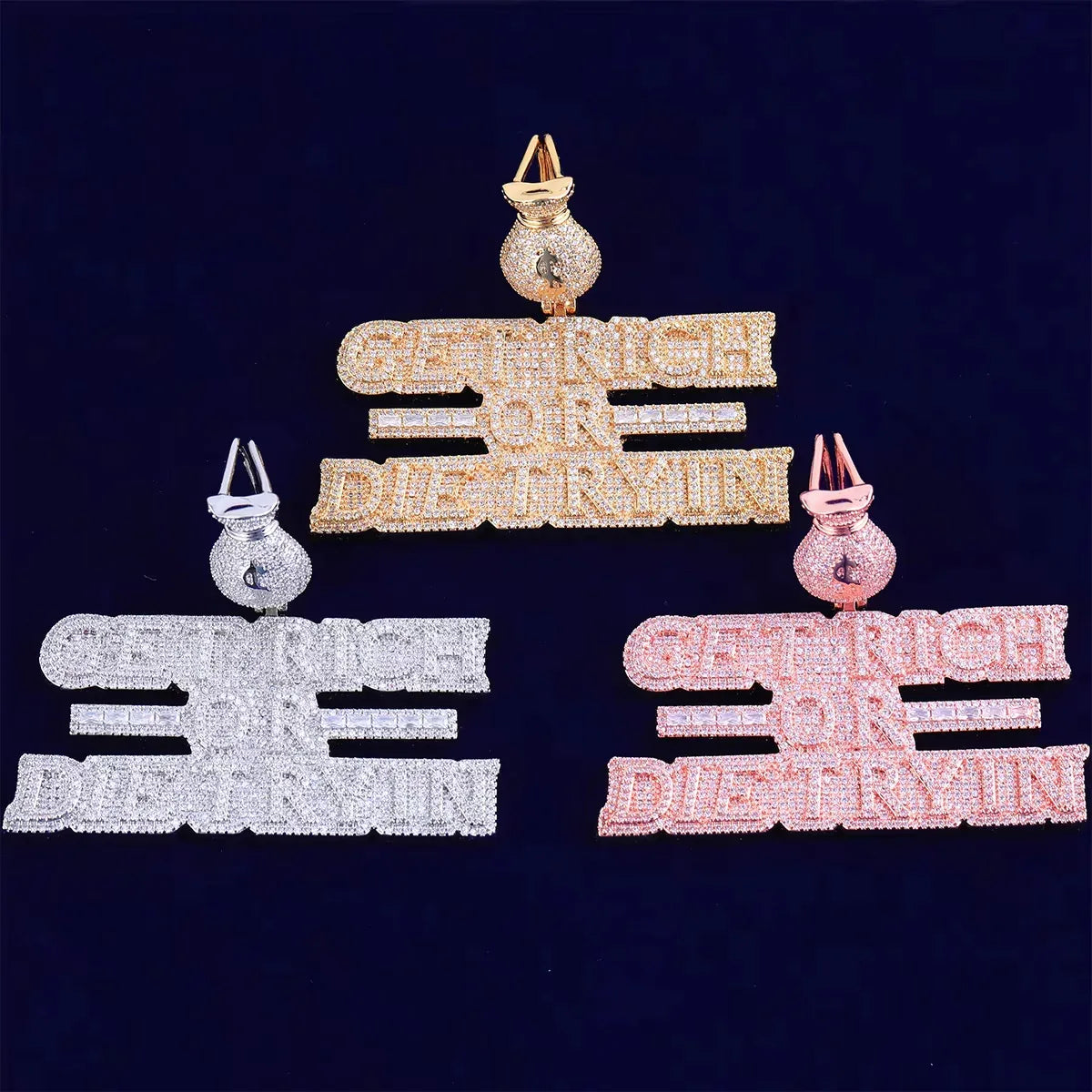 Women's Manifestation Hustle Necklace | Premium Copper CZ Money Motto Jewelry - CaratixJewelry