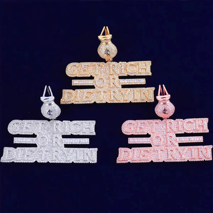 Women's Manifestation Hustle Necklace | Premium Copper CZ Money Motto Jewelry - CaratixJewelry