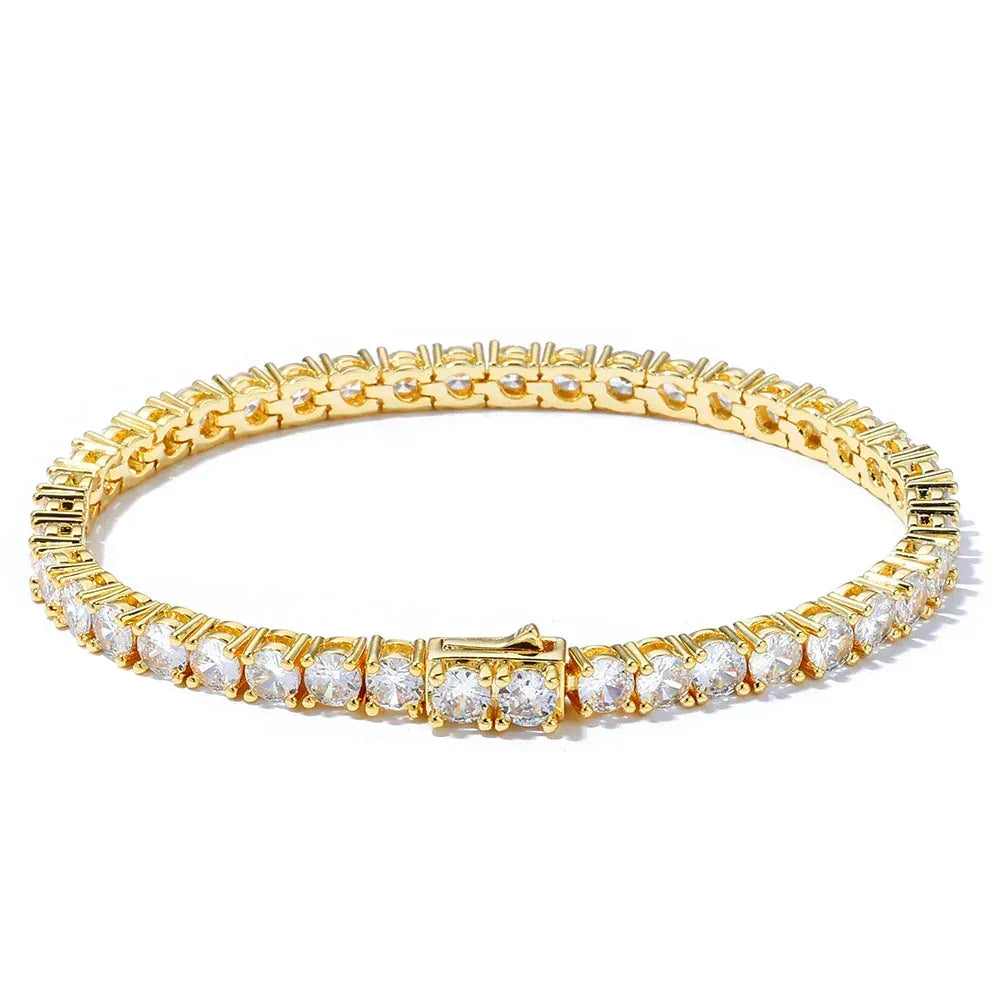 Iced Out Tennis Chain Zircon Bracelet with Spring Clasp for Men | Caratix Jewelry - CaratixJewelry