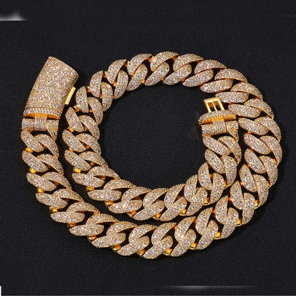 22mm Iced Out Custom Cuban Chain Necklace with Box Clasp - CaratixJewelry