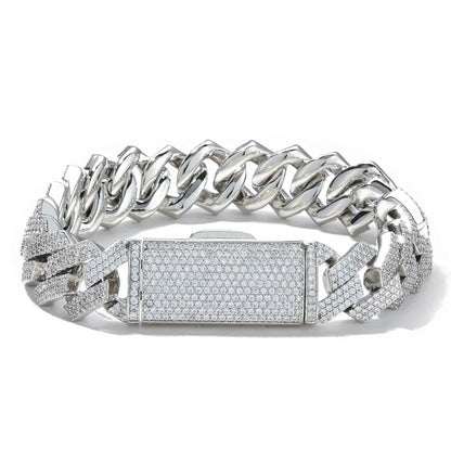 Iced Out Cut Cuban Bracelet Triple Row Zircon Cuban Link Chain Style - CaratixJewelry