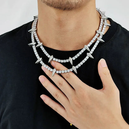 5mm Panther Tennis Chain S925 Silver Moissanite Rapper Necklace | Caratix Jewelry - CaratixJewelry